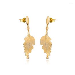 Dangle Earrings Woman Shine Oak Leaf Clear CZ Elegant Jewelry Making 925 Original Silver Fashion Earring