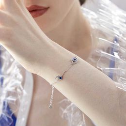 Armband-Kette aus 925er-Sterlingsilber für Damen, Accessoires, blauer Stein, böser Blick, Luxusmarke, Freundschaft, Herrenschmuck, handgefertigt