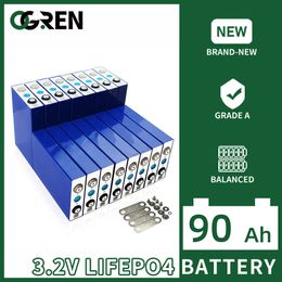 LiFePO4 Battery 3.2V 90AH 1/4/8/16/32PCS New Rechargeable Lithium Iron Phosphate Battery DIY 12V 24V 48V RV Boat Solar System