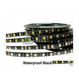 Led Strips Black Pcb Board 12V Led Strip Light Waterproof Ip65 60Leds/M 5050 Outdoor Indoor Decoration Drop Delivery Lights Lighting Dhpot