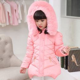 Down Coat Kids Cothing Warm Padding Jacket For Girl Long Winter Thicken Parka With Fur Hood Children Outerwear Coats 4 6 8 10Year old 221130