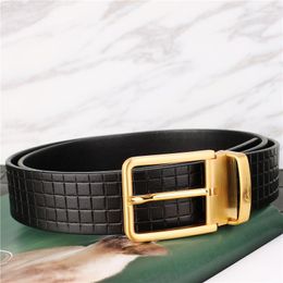 Belts Mens Belt Leather Stainless Steel Light Luxury Fashion Business Pin Buckle Dress Formal Wild Suit