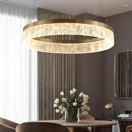 Chandeliers Nordic Golden Chandelier Ring Resin Texture Lampshade Light Luxury Modern Villa Duplex Living Room Dining Bedroom Lamp