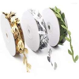 Decorative Flowers Artificial Vines Ribbon 3 Rolls Simulation Foliage Rattan Leaves Silk Leaf For Party Wedding Decoration