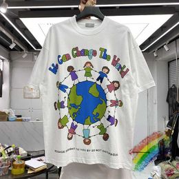 Men's T-Shirts Colorful bet Globe Print T Shirt Men Women High Quality We Can Change The World T-shirts Tops Tee Short Sleeves T221130