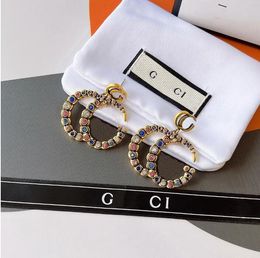 Popular Luxury Delicate Colour Diamond Charm Earrings Designed For Women Earrings Designer Jewellery 18k Gold Plated Selected Girl Accessories Love Gift