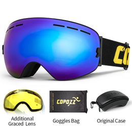 Ski Goggles COPOZZ with Case Yellow Lens UV400 Antifog Spherical Glasses ing Men Women Snow Box Set 221130