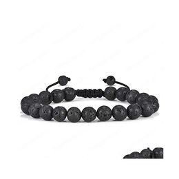 Charm Bracelets Bead Bracelets For Mens 8Mm Natural Lava Rock Stone Essential Oil Diffuser Bracelet Yoga Beads Bangle Drop Delivery J Dhdgd