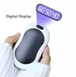 Home Garden Winter Hand Warmer Heater Mobile Power Bank Double Side Heating Usb Charging Digital Display Temperature Control