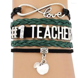 Braccialetti #1 Assistente insegnante Insegnante Teach Mele Infinity Love Gioielli fatti a mano da donne unisex Gift natalizio