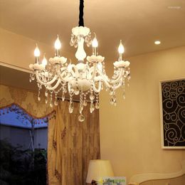 Pendant Lamps Restaurant White Chandelier Glass Crystal Lamp Chandeliers 6 Pcs Modern Hanging Lighting Foyer Living Room Bedroom Art