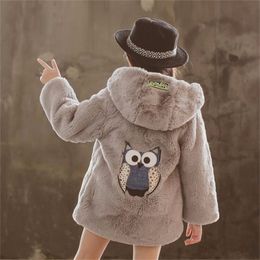 Coat 3 16Y of Teens Girls Woolen Jacket Autumn Winter Fake Fur Warm Kids Children s Hooded Outerwear Clothes 221130