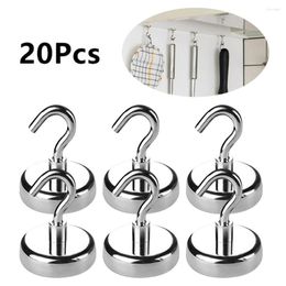 Hooks 20PCS Magnetic Hook Neodymium Magnet E10/12/16/20 Electroplating Metal Strong Thick Wall For Home Kitchen Organisation