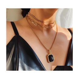 Pendant Necklaces Gold Chain Fashion Gothic Collares Bijoux Femme Statement Necklace Women Aesthetic Colar Mujer Golden Wedding Acce Dh8Oo