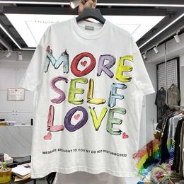 Men's T-Shirts Colourful Large Letter Small Heart Print Loose Round Neck Hip Hop T Shirt Men Women Best Quality T-shirts Tops Tee T221130