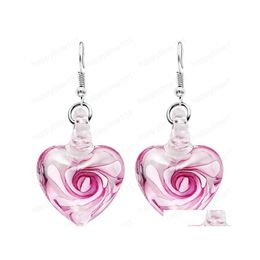 Dangle Chandelier 6 Colors Heart Smooth Inspired Rotate Pendant Earrings Spiral Flower Glass Style Crystal Love For Party Girls Wo Dhoqo
