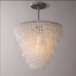 American retro simple beaded ceiling lamp Chandeliers princess bedroom dream personality jellyfish hanging dual purpose lamp