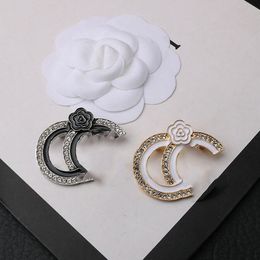 2color Brand Luxurs Design Brooch Women Crystal Rhinestone Letters Brooches Suit Pin Fashion Jewellery Clothing Decoration Accessories