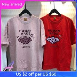 Men's T-Shirts Human Made T-shirts Men Women's Oversized Cartoon Bat Printed Short-sleeved Slub Cotton Tops Tee Harajuku T221130