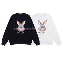 Luxury Mens Long Sleeve Sweatshirt Rabbit Head Letter Print Solid Sweatshirt Fashion Brand Designer Crew Neck Pullover Womens Top Black White