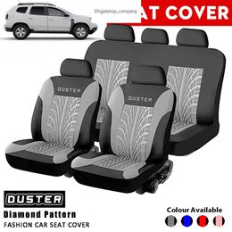 Duster Print Seat Cover Universal Fashion Track Embossed Shape Full Set of Car Interior Accessories