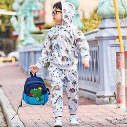 Clothing Sets Jumping Metres Selling Boys Girls Hooded Dinosaurs Print Autumn Winter Kids Outfits Sweatpants Suit 221130