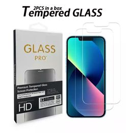 2pack 9H Hardness Screen Protector For iPhone 14 Plus Pro Max XR XS 11 12 13 Samsung S20 FE S21 Clear Protective Tempered Glass Film with retail package