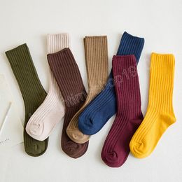 Women Cotton Socks Middle Tube Loose Socks Autumn Winter Knitting Solid Colour Student Girls Socks Comfortable Home Sock