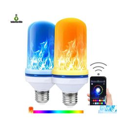 Led Bulbs Upgraded Rgb Led Flame Effect Fire Light Bbs 4 Modes Mtiple Colours E27 Halloween Christmas Decorative Atmosphere Phone Dro Dhoyi