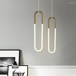 Pendant Lamps Nordic Background Wall Personality Simple Bedside Table Net Red Bar Restaurant Clothing Store Window U-shaped Chandelier