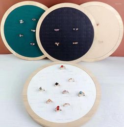 Jewellery Pouches Wood Round Earrings Ring Display Tray For Store 92 Solts Storage Plat Personal Holder Organiser