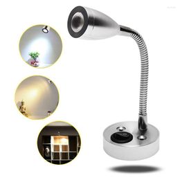 Wall Lamp DC12V 3W LED Hose Spotlight With Switch Black/Silver Warm/White Light Optional Reading Yacht RV Universal Adjustable