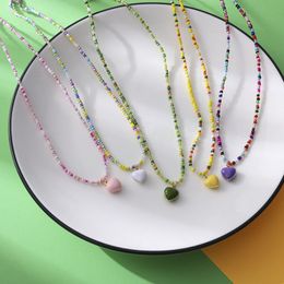 Simple Seed Beads Bohemia Short Choker Chain Boho Charm Collar Colourful Handmade Colar Collar Necklace Jewellery Femme