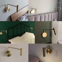 Wall Lamp Nordic LED With Switch Spotlight Decoration Room Metal Light Indoor Lights For Home Bedroom Bedside Lighting