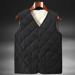 Men's Vests 3638 Autumn Winter Vest Coat Men Warm Black Casual Sleeveless Coat VNeck Velvet Vest For Men Thick Sleeveless Coat Slim Cotton 221202