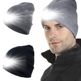 8 Colours LED Knitted Hats Outdoor Fishing Running Luminous Hat Winter Warm Cap XMAS Gift