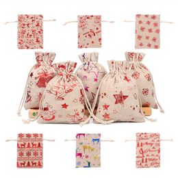 Gift Wrap 50pcs 10x14 13x18cm Burlap Christmas Bag Jewellery Packaging Bags Wedding Party Decoration Drawable Sachet Pouches 55 221202