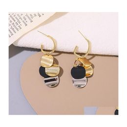 Hoop Huggie Fashion Jewellery S925 Sier Post Earrings For Women Metal Piece Charm Tassel Dangle Stud Drop Delivery Dhm2W
