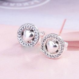 925 Sterling Silver Forever Hearts Stud Earrings Fits European Pandora Style Jewellery Fashion Earrings