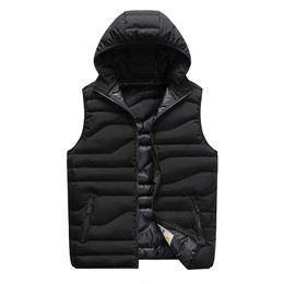 Men's Vests Autumn Winter Vest Men Hooded Outdoor Casual Windbreakers Sleeveless Jacket Men Hat Detachable Warm Waistcoat Large Size 4XL8XL 221202