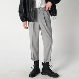 Men's Suits 2022 Men's Leisure Cotton Suit Pants Mens High Quality Fabrics Harem Casual Western-style Light Grey/black Colour Trousers