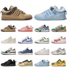 Sapatos Bad Bunny X F￳rum fivela 84 Menm Mulheres Benito Blue Tint Core Black Cafe Amarelo Creme Mens Treinadores de Esportes Esportivos ao ar livre Casual caminhada por atacado