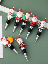 Christmas Wine Bottle Stoppers Decoration Santa Snowman Decorative Wine Accessories Gifts for Friends KDJK2212