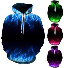 Men's Hoodies 2022 Funny Flame 3d Digital Printing Pullover Plus Size Hooded Loose Long Sleeves Hombre Sudaderas Con Capucha Sweatshirt 5XL