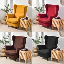 Chair Covers Solid Color Wing Cover Stretch Spandex Armchair Europe Removable Relax Sofa Slipcovers With Seat Cushion 221202