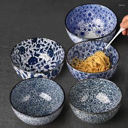 Bowls 6 Inch Blue And White Porcelain Tableware Japanese Ceramic Ramen Soup Bowl Household Rice Mixing Container Dinnerware