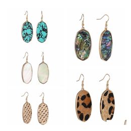 Dangle Chandelier Fashion Jewelry Oval Abalone Shell Earrings Leopard Dangle Drop Delivery Dhpiv