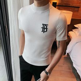 Men's T-Shirts Luxury Men Summer Knitted T-shirt High Quality Slim Fit O-neck Tops Jacquard Tees Brand Clothing Social Club Pullovers T-Shirt T221202