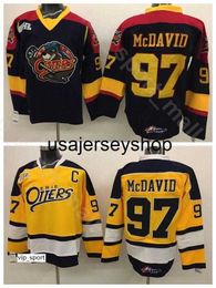 Hockey Jersey Erie Otters 97 Connor McDavid College Men Premier OHL With COA Team Color Black Away Yellow