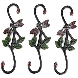 Hooks Set Of 3 Heavy Duty Cast Iron S Dragonfly - 11 Inch Decorative Metal Plant Hangers Shaped Bracket